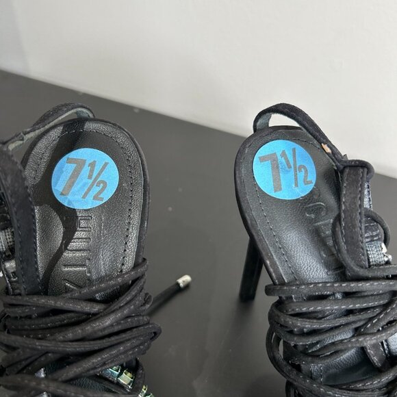 Schutz Vikki Crystal Sandal Nobuck Black with Rainbow Crystals Size 7.5 - Picture 14 of 15